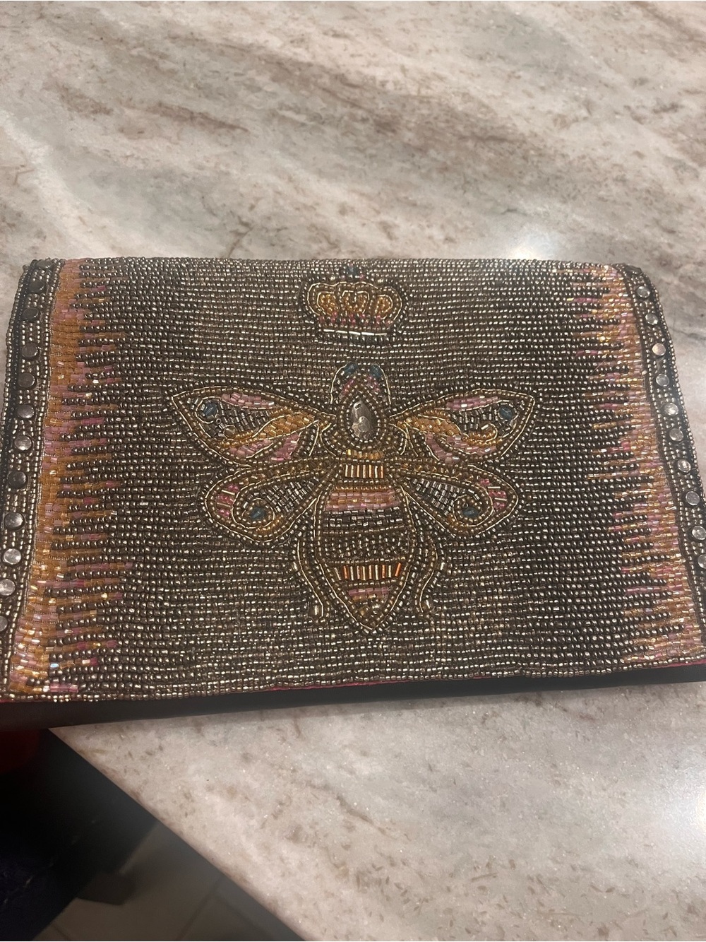NEW! Never used with tagsMary Frances Bronze and Pink Queen Bee crossbody